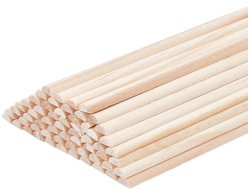 OLYCRAFT 50 st halvrunda träpinnar, 301 mm, oavslutade trästavar, 7 x 3,5 mm, delade stavar, ankarremsor, bågträ, gör-det-själv, hantverk, flätning, gobeläng, heminredning