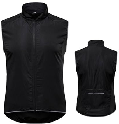 MODRYER Herren Fahrradwesten Reflektierende Warnweste Für MTB Winddicht Wasserdicht Ärmellos Laufjacke Reitjacke Leicht Atmungsaktiv Fahrradweste,Black-5XL