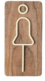 1 x kreatives Messing-WC-Logo für Herren und Damen, WC-Türschild für Waschraum, WC-Platte, Metallschild, 4 Stück