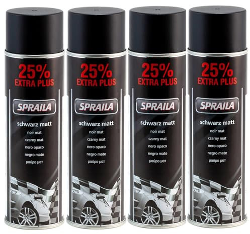 ECI 4 x Auto Lackspray Dose Sprühlack Schwarz Matt Spraydose 500ml