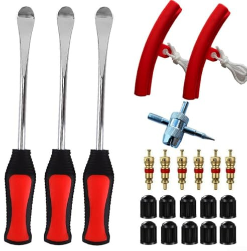 HOHOVYVY Juego de herramientas de palanca de neumáticos para montaje de neumáticos de motocicleta con mango antideslizante y protector de llanta de acero