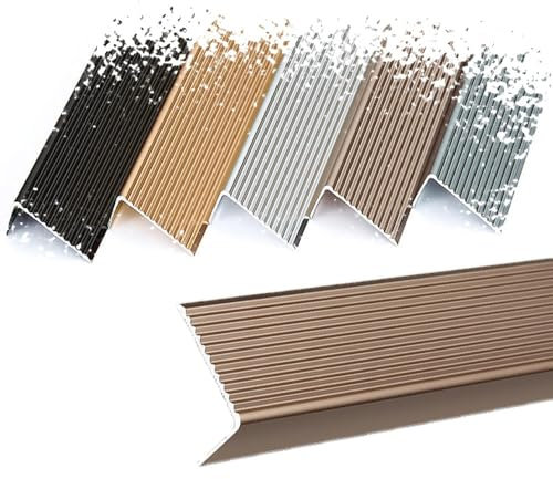 Rutschfester Kantenschutz aus Metall – 122 cm (14 Einheiten) & 120 cm (Champagner) – langlebiger Sicherheitsschutz für Treppen- und Leiterkanten verhindert Ausrutschen und Stürze
