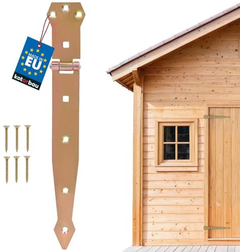 KOTARBAU® Cerniere per porta a croce, 300 mm, in acciaio zincato dorato, cerniera per porta del garage, per porte da giardino, cerniere lunghe