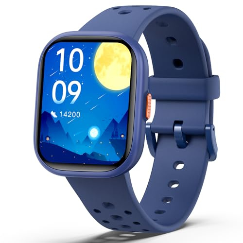 teslahero Upgraded Kids Smart Watch Fitness Tracker, 1.85 Screen with 12 Puzzle Games, Heart Rate Sleep Monitor, Pedometer, Waterproof Activity Tracker with/Without APP for Fitbit Boys Girls (Blue)