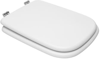 HYDRO HOME Copriwater Compatibile con Ideal standard CONCA, Tavoletta WC in legno verniciato, cerniere incluse, Sedile WC Resistente, Chiusura Classica, Montaggio rapido (BIANCO EUR)