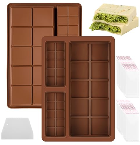 Schokoladenform Silikon, bestehend aus 2 Silikonformen Schokolade, 1 Spatel und 100 Taschen zur Herstellung von Schokoladenpudding und Süßigkeiten.