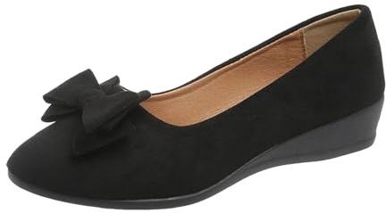 Xbemkste Sommarskor, enfärgade, rosett, enkelskor, lätta, platta slip-skor, barfota, ballerina, damer, svart, 40.5 EU