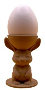 Progred Lustiger Eierbecher aus 3D-Druck als Hase - kein Echtholz, witziger Eierbecher als Frühstücks-Gag, Eierschale als ausgefallene und originelle Geschenkidee aus Kunststoff-Holzfaser-Mix(Hase)