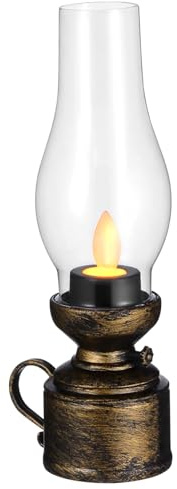 EPIGEIST Lámpara Decorativa LED Queroseno Retro sin Lámpara de Aceite para Sala Hogar Jardín con Efecto Viento Realista y Base Resistente