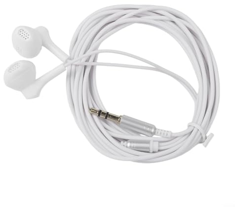 Cuffie ergonomiche con cavo da 3 metri, perfette per ascoltare musica (bianco)