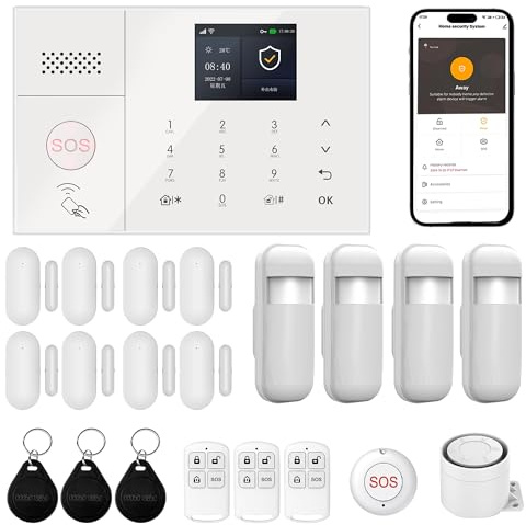 RenseCum Alarmanlage Haus, Smart Sicherheitssystem mit Touchscreen, 21PCS | Alarmanlage für Wohnung, Haus, Büro: einfache DIY-Installation, mehrere Sensoren, Alexa & App-Steuerung