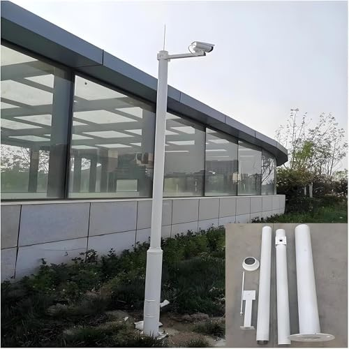 Poteau De Caméra Surveillance Extérieure Détachable, Panneaux Solaires/poteau Support Montage, 0,06 Po D'épaisseur, 6 À 20 Pieds Haut, Sécurité Rond(14.8ft/4.5m)