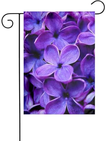 Banderas pequeñas de Navidad con estampado de flores violetas para jardín, decoración de césped de Navidad de doble cara para patio exterior