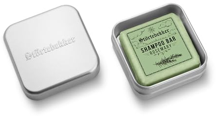 NYHET: Störtebekker Premium Shampoo Bar rosmarin – fast schampo män och kvinnor – 3-i-1 duschtvål män för hår, hårbotten och skägg – fuktschampo – veganskt (1 x 100 g + tvålbox)