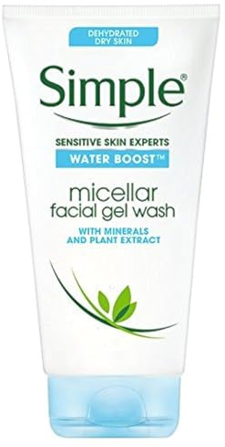 Simple - Acqua micellare, gel detergente per il viso, 148 ml