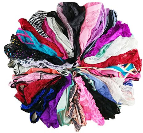 jooniyaa Thongs for Women Variety Pack 10 Pairs – Assorted Lace G-String T-Back Panties, Soft Breathable Underwear(10Pcs,S)
