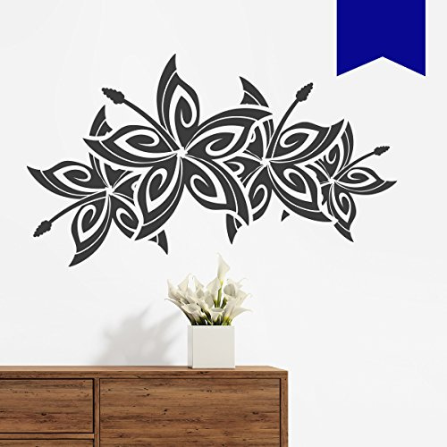 WANDKINGS Wandtattoo - Hawaiiblüten - 125 x 63 cm - Verkehrsblau - Wähle aus 5 Größen & 35 Farben