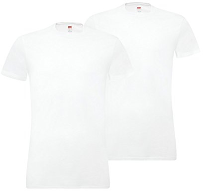 Levi's Levis Men Solid Crew 2p T-Shirt, Blanco (White 300), S (Pack de 2) para Hombre