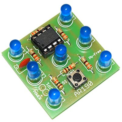 ArliKits AR190/B Elektronischer Würfel mit 7 blauen blinkenden Leuchtdioden Riesenspaß elektrischer Würfelersatz einfacher Löt-Bausatz