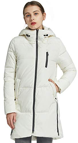 OROLAY Donna Elegante Piumino Inverno Giacca con Cappuccio Bianco X-Small