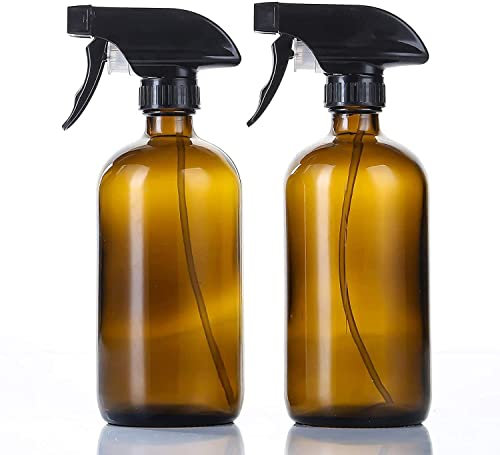 Lot de 2 flacons vaporisateurs en verre ambré - Noir durable - Avec paramètres de brume et de flux - Pour le nettoyage, l'hydratation, l'arrosage des fleurs et les soins des cheveux (500 ml)