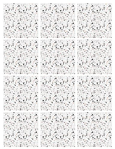 | Autocollants Stickers Carrelage | Planche de 12 Stickers Carrelage - Carreaux de Ciment - Modèle TERRAZZO - Dimensions d'un Carreau : 20 x 20 cm - Salle de Bains Crédence Meubles ...