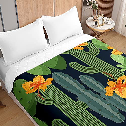 Surwin Trapuntino Copriletto Trapuntato Primaverile Estivo,Stile Moderno,Trapuntino in Morbida Microfibra con Stampa Cactus 3D Leggero Coperta Letto Singolo Matrimoniale (Ibisco,130x150cm)