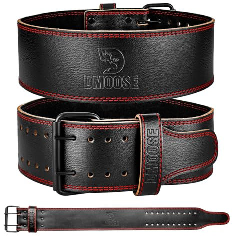 DMoose Gewichthebergürtel, echtes Leder, für Damen und Herren, 10,2 cm breit, verstellbare Schnalle, 5 mm dick, für Gewichtheben, Workout, Fitnessstudio, Kniebeugen, Kreuzheben, tolle Unterstützung