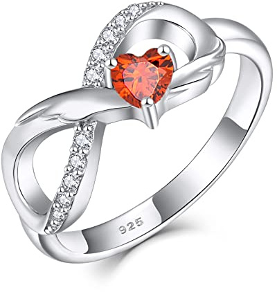 starchenie Unendlichkeit Ring 925 Sterling Silber Herz Geburtsstein flügel Verlobungsring für Damen