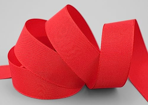 finemark 50 m x 25 mm STOFFBAND Matt ohne Draht ROT 609 Dekoband mit Webkante Geschenkband Stoffband Tischdeko Hochzeit Ostern Schleifenband Visco Taftband TAFT Kartengestaltung Basteln