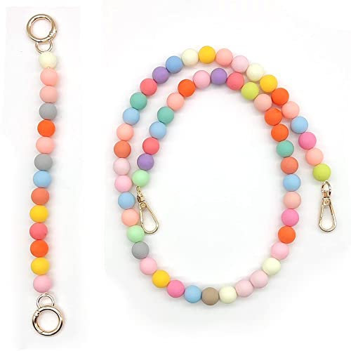 HAOBIN Perle Griff Kette Taschenkette Perle Korn Kettenriemen Taschenhenkel Kette Tasche Griff Ersatz TascheKette Dekoration Kette Schultergurtkette Ersatz Damentaschenkette (farbig, 25 cm+80 cm)