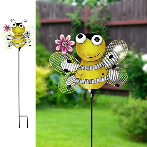 Metall Gartenstecker Frühling Hof Schild Dekorative Pflanzenstecker Rasen Kunst Terrasse Dekor Weg Ornamente Indoor Outdoor Dekoration (Biene)