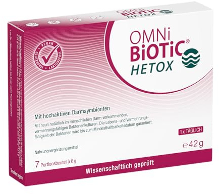 OMNi BiOTiC HETOX | 7 Portionen (42g) | 9 Bakterienstämme | 15 Mrd. Keime pro Tagesdosis | Pulver | Vegan | Glutenfrei | Lactosefrei | Zur täglichen Anwendung