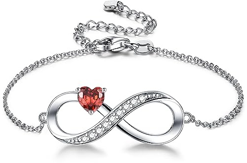 CERSLIMO Armband Unendlichkeitszeichen, Infinity Armband Damen Silber 925 Gold Rosegold mit Rot Blau Grün Herz Zirkonia Geschenke Muttertag Geburtstag Valentinstag für Freundin Frauen Mädchen Mama