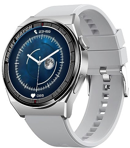 Smartwatch Herren Damen Wasserdicht Fitnessuhr Sportuhr Bluetooth-Anrufe mit AI Voice Assistant und Herzfrequenz-Schlafmonitor 7 Tage Lange Akkulaufze Itmehrfach Sportmodi für IOS Android Silber
