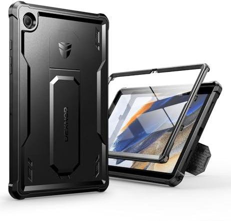 Dexnor Funda Compatible con Samsung Galaxy Tab A8 [Protector de Pantalla Incorporado y Soporte], Cubierta Protectora antisísmica de Grado Militar Pesado para Samsung Galaxy Tab A8 - Negro