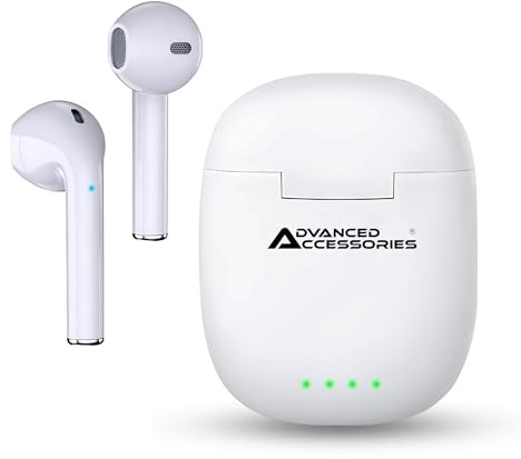 Advanced Accessories Wireless Earbuds, Bluetooth Headphones in Ear with Noise Cancelling Mic Wireless Earphones, LED Charging Indicator and Mini Deep Bass Stereo Sound with Wired Charging Case