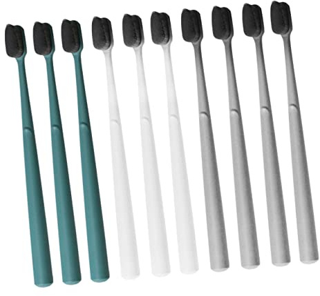 Zahnbürsten für Erwachsene 10 Stück Packung aus Pp Tpr Nylon | Einzeln Verpackt im Röhrchen, Weiche Nylonborsten, Ergonomische Form für Präzise Reinigung Zufällige Farbe