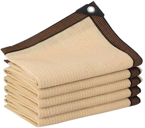 Sunblock Shade Cloth, Beige UV Resistant Net Sun Mesh Shade Canopy with Grommets, Outdoor Shade Mesh Cover Tarp for Greenhouse, Garden, Patio, Backyard, Swimming Pool, Plants