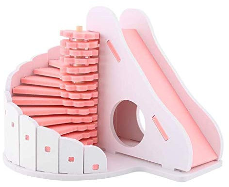 WYRMB Hamsterkäfig, Hamsterhaus, Kletterwand, Leiterhaus, Spielset, DIY-Rutschspielzeug, Versteck, Aussichtsraum für Eichhörnchen, Rennmäuse, goldene Bären, klein (Rosa 19,8 x 15 x 14,7 cm)