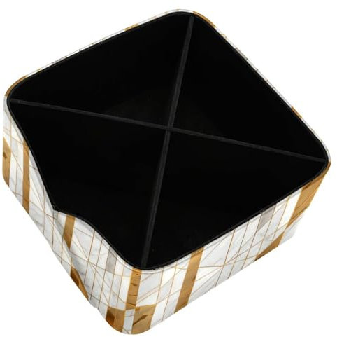 FNETJXF Make-up-Pinselhalter, Pinselhalter, Bleistift-Organizer, modern, schlicht, grauer Marmor, goldene Linien, multifunktionaler Schreibtisch-Organizer