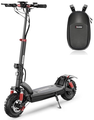 iScooter iX6 Electric Scooters for Adults, 11 Off Road Tires Electric Scooter, 60KM Range, 48V 17.5Ah Battery Fast Foldable E Scooter,4 Shock Suspension,Adjustable Height,NFC Card Switch