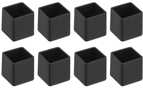 sourcing map 8Pcs Chair Leg Floor Protectors, 20x20mm/0.79x0.79 PVC Anti-Slip Furniture Leg Feet Cover for Hardwood Floors Patio Chair Table Bed, Black