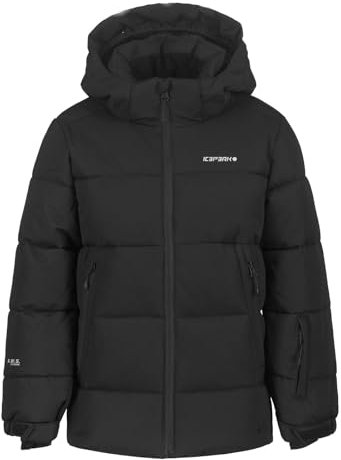 ICEPEAK Jungen Kinder Schneejacke Winterjacke Isolierjacke Skijacke Jacke Louin, Farbe:Schwarz, Artikel:-990 Black, Größe:140