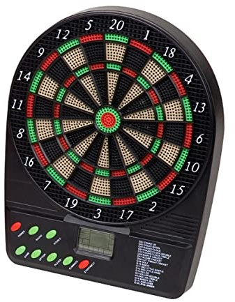 KOMBIUDA Cible de Fléchettes Électronique à Score Automatique Écran LCD, Segments en Plastique, Grosse Zone de Capture, Fonctionne 3 Piles AA (Non Incluses Couleur Aléatoire