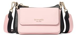 kate spade new york Womens Double Up Colorblocked Pebbled Leather Crossbody, Pastry Pink Multi, One Size