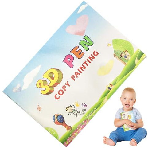 Opilroyn Zeichenbuch für 3D -Stift, Malbuch 3D -Druckstift,Papiergraffiti -Vorlage 3D -Stift - Wiederverwendbare farbenfrohe 40 Muster Papiervorlage mit 2 klaren Tellern für Kinder