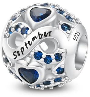 Aurevella 925 Birthstone Charms en Argent Sterling Pour Bracelet&Collier Européen, Anniversaire, Fête des Mères, Noël Cadeau de Bijoux Pour les Femmes