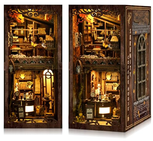 Book Nook Kit pour Adultes - CRIOLPO DIY Maison de Poupee Maquette Maison Miniature a Construire - Booknook Puzzle 3D en Bois Décoration avec lumière LED pour Adolescents et Adultes | Puzzle 3D en bois miniature à faire soi-même pour adultes, adolescents, amateurs de livres de famille, collectionneurs