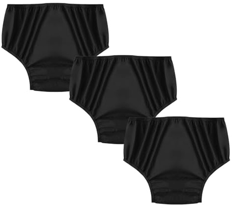 Windelüberhose for Erwachsene bei Inkontinenz, geräuschlose Auslaufschutz-Unterwäsche, Plastikhose über Windeln, wasserdichte Gummihose(Black,Small)